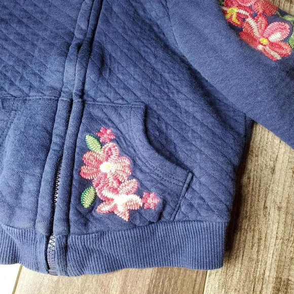 Blue and Pink Floral Embroidered Baby Girls Zip Up Jacket Size 12m NWOT - Picture 13 of 14